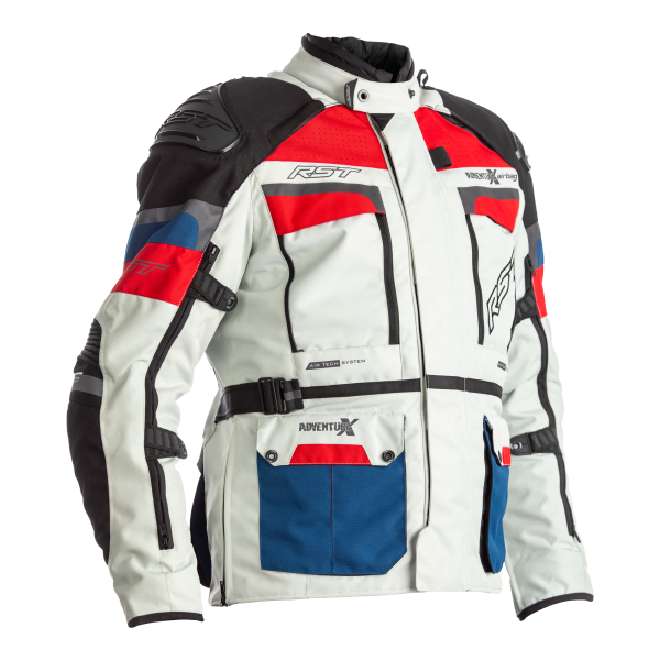 RST RST Pro Series Adventure-X Airbag CE Mens Textile Jacket White/Red/Blue